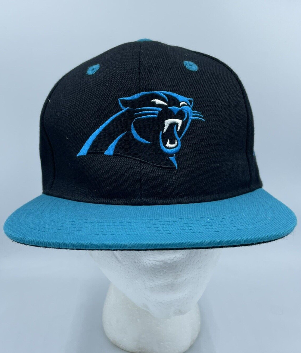Vtg Carolina Panthers Hat NFL Snapback Cap L.O.G.A. Black Blue Panther